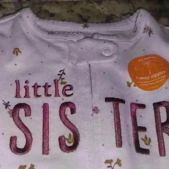 Carter's little sister one piece romper sleeper zip up. Easy wear no stress.3 mo - Picture 5 of 5